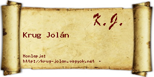 Krug Jolán névjegykártya